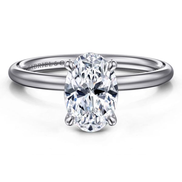 Gabriel & Co. Anuk 14K white gold oval hidden halo diamond engagement ring setting