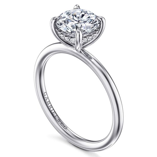 Gabriel & Co. Anuk 14K White Gold Round Hidden Halo Diamond Engagement Ring Image 3 Shannon Jewelers Spring, TX
