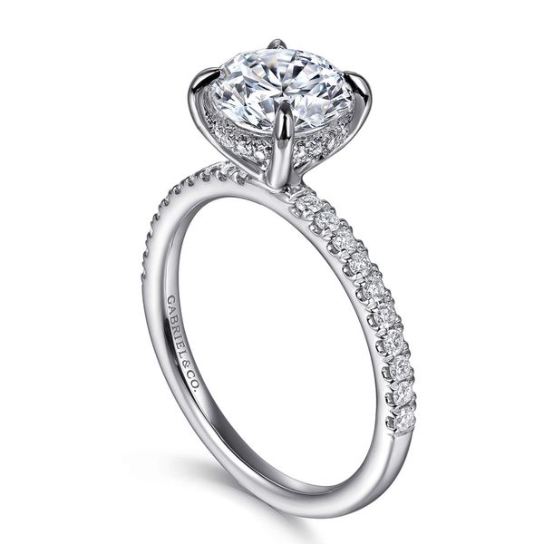 Gabriel & Co. Allison 14K White Gold Round Hidden Halo Diamond Engagement Ring Image 3 Shannon Jewelers Spring, TX