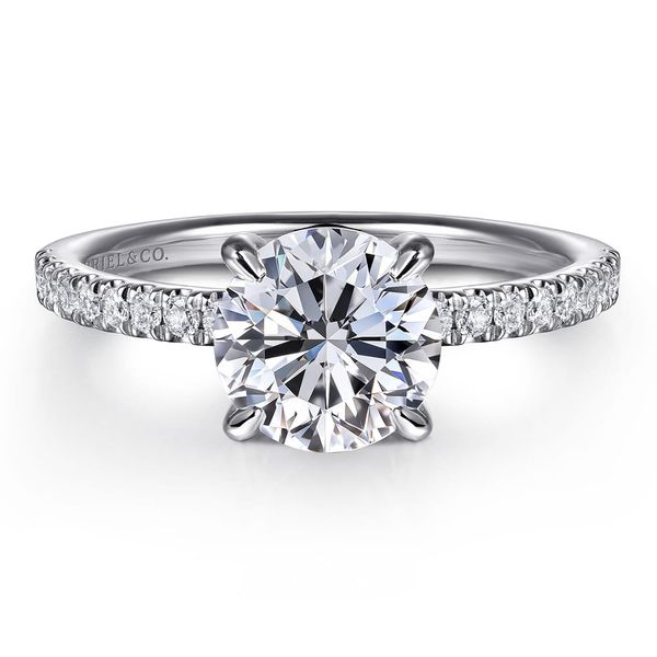Gabriel & Co. Allison 14K white gold round hidden halo diamond engagement ring setting