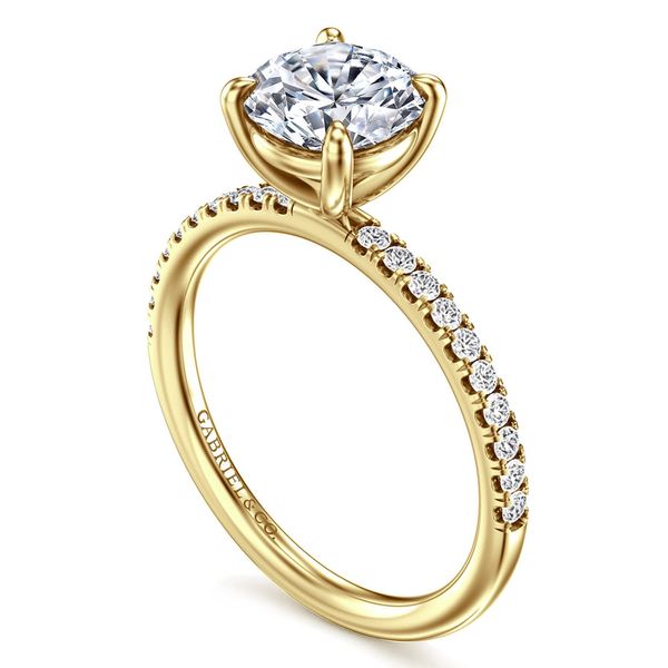 Gabriel & Co. Twain 14K Yellow Gold Round Diamond Engagement Ring Image 3 Shannon Jewelers Spring, TX