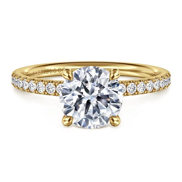 Gabriel & Co. Twain 14K yellow gold round diamond engagement ring setting