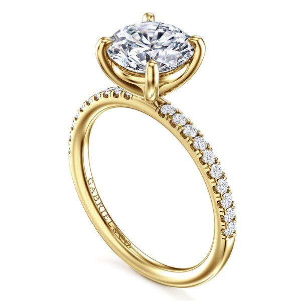 Gabriel & Co. Twain 14K Yellow Gold Round Diamond Engagement Ring Image 3 Shannon Jewelers Spring, TX
