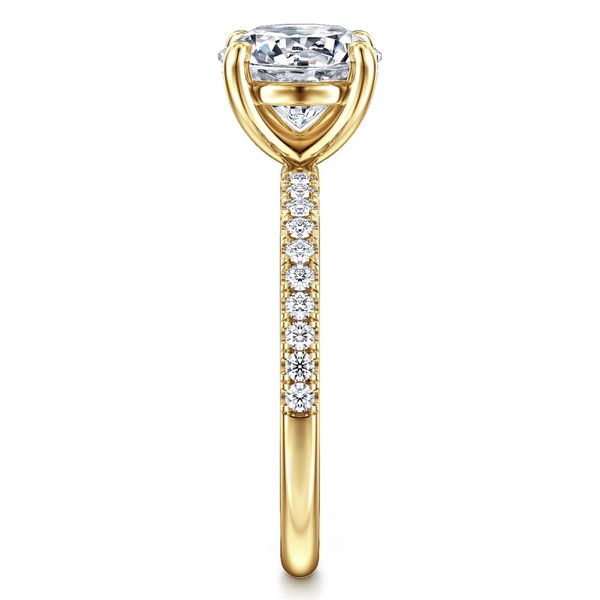 Gabriel & Co. Twain 14K Yellow Gold Round Diamond Engagement Ring Image 4 Shannon Jewelers Spring, TX