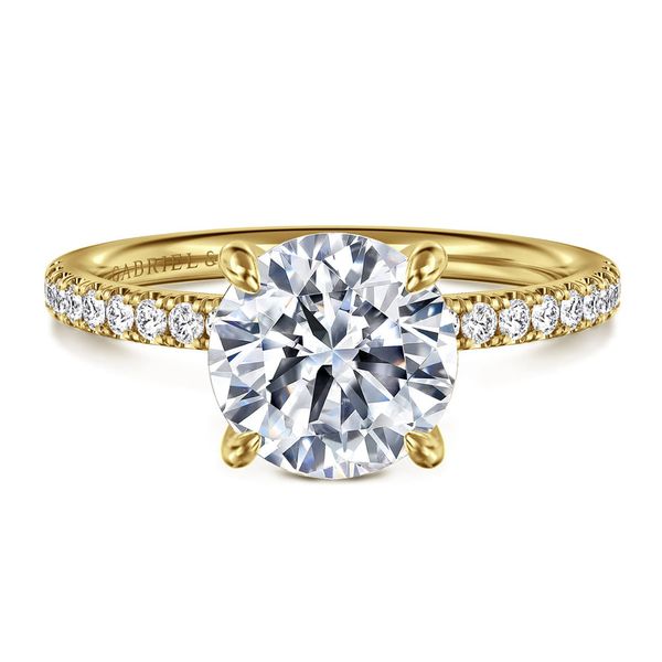 Gabriel & Co. Twain 14K yellow gold round 2.00ct diamond engagement ring setting