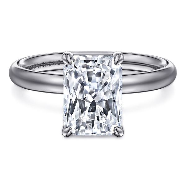 Gabriel & Co. Unite 14K white gold radiant cut solitaire diamond engagement ring setting