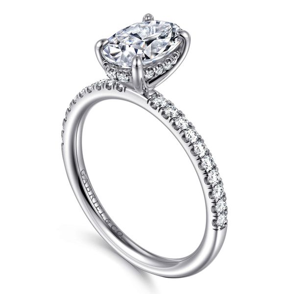 Gabriel & Co. Allison 14K White Gold Oval Hidden Halo Diamond Engagement Ring Image 3 Shannon Jewelers Spring, TX