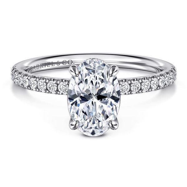 Gabriel & Co. Allison 14K white gold oval hidden halo diamond engagement ring setting