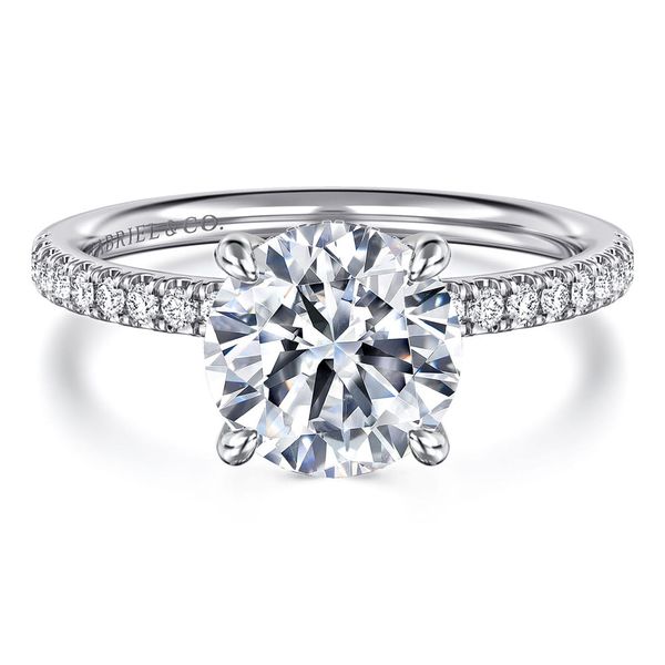 Gabriel & Co. Allison 14K white gold round hidden halo diamond engagement ring setting