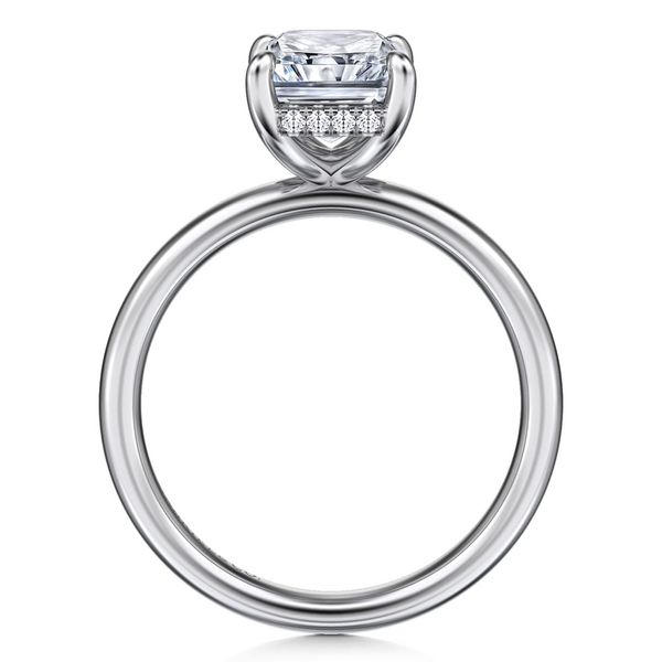 Gabriel & Co. Peace 14K White Gold Radiant Hidden Halo Diamond Engagement Ring Image 2 Shannon Jewelers Spring, TX