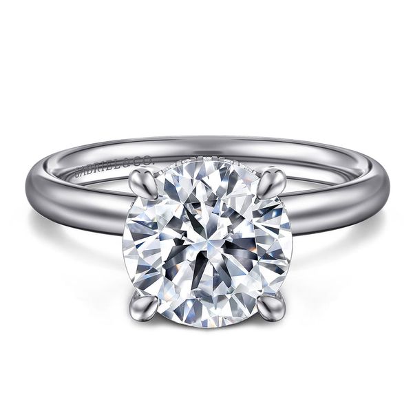Gabriel & Co. Peace 14K white gold round hidden halo diamond engagement ring setting