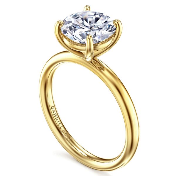 Gabriel & Co. Unite 14K Yellow Gold Round Solitaire Diamond Engagement Ring Image 3 Shannon Jewelers Spring, TX