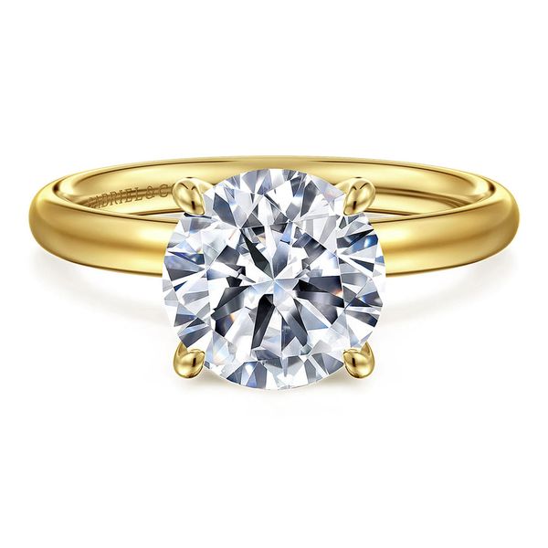 Gabriel & Co. Unite 14K yellow gold round solitaire diamond engagement ring setting