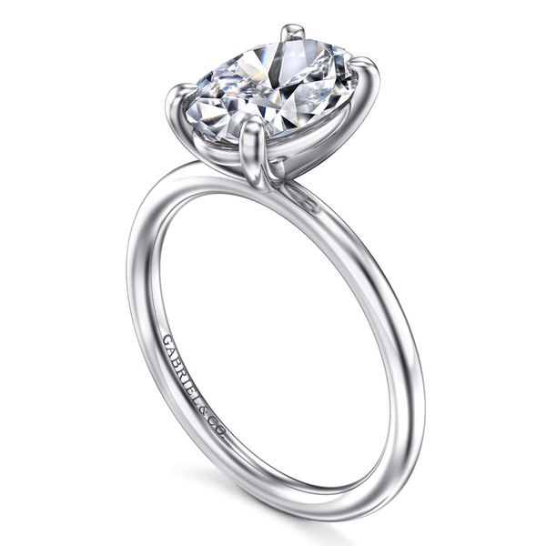 Gabriel & Co. Tiana 14K White Gold Oval Solitaire Diamond Engagement Ring Image 3 Shannon Jewelers Spring, TX