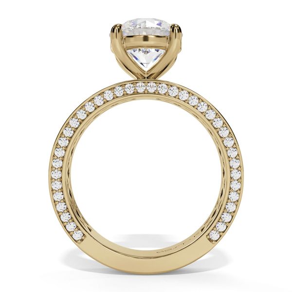 14K Yellow Gold Solitaire Engagement Ring with Profile Diamond Accents Image 2 Shannon Jewelers Spring, TX