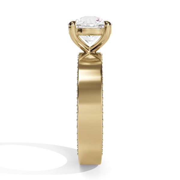 14K Yellow Gold Solitaire Engagement Ring with Profile Diamond Accents Image 4 Shannon Jewelers Spring, TX