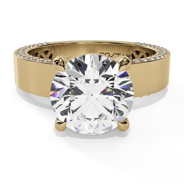 14K Yellow Gold Solitaire Engagement Ring with Profile Diamond Accents Shannon Jewelers Spring, TX