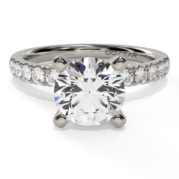 14K White Gold French Pavé Diamond Engagement Ring Shannon Jewelers Spring, TX