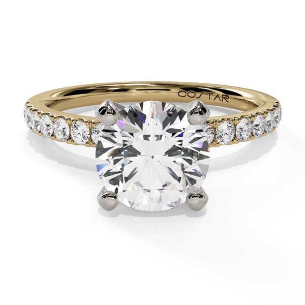 14K Yellow Gold French Pavé Diamond Engagement Ring Shannon Jewelers Spring, TX