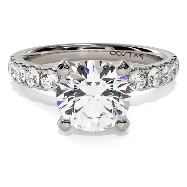 14K White Gold French Pavé Diamond Engagement Ring Shannon Jewelers Spring, TX