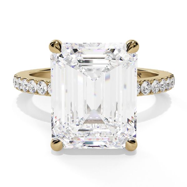 14K Yellow Gold Hidden Halo Pavé Diamond Engagement Ring Shannon Jewelers Spring, TX