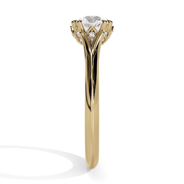 14K Yellow Gold Double Prong Petal Head Engagement Ring with Diamond Bridge Image 4 Shannon Jewelers Spring, TX