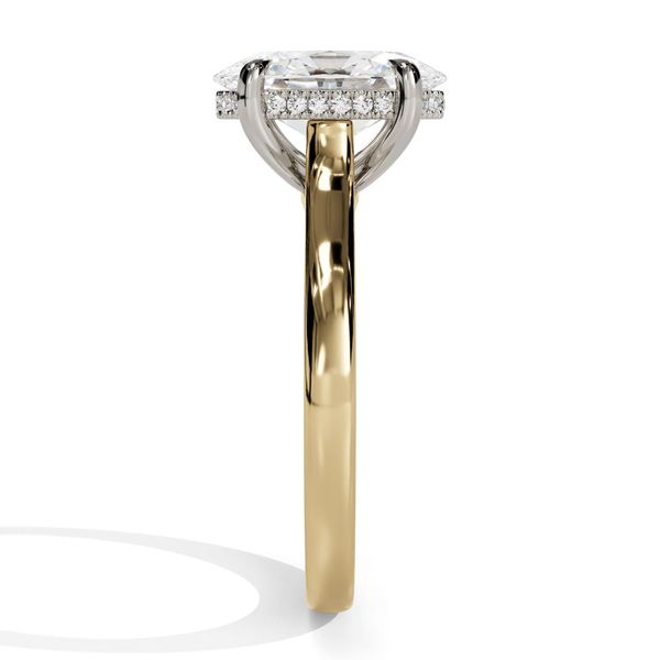 14K White & Yellow Gold Hidden Halo Oval Engagement Ring with 2.00mm Shank Image 4 Shannon Jewelers Spring, TX