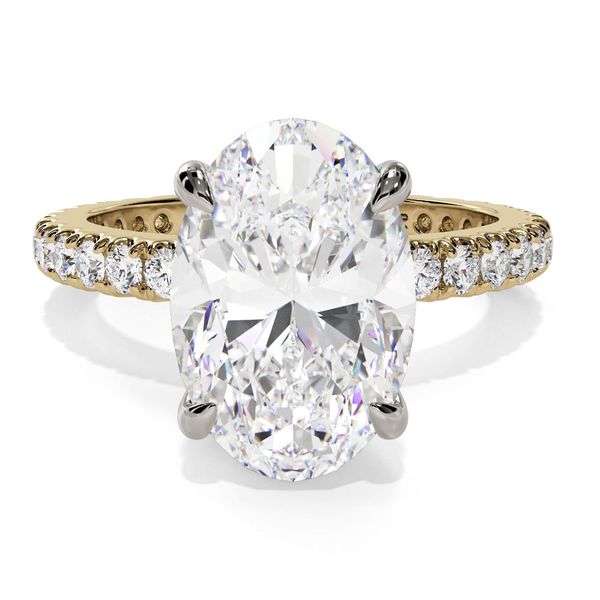 14K White & Yellow Gold Hidden Halo Pavé Diamond Engagement Ring Shannon Jewelers Spring, TX