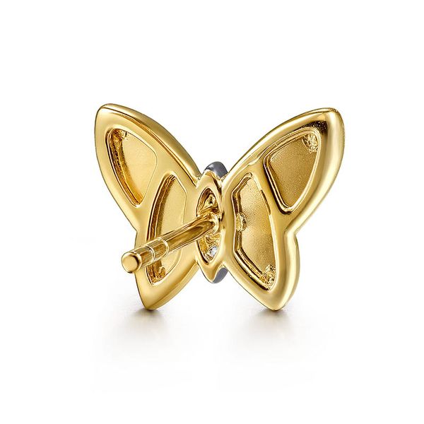 Gabriel & Co. 14K Yellow Gold Diamond Butterfly Stud Earrings Image 2 Shannon Jewelers Spring, TX