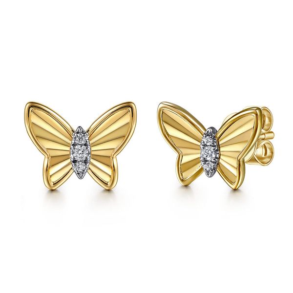 14K Yellow Gold Gabriel & Co. Diamond Butterfly Stud Earrings