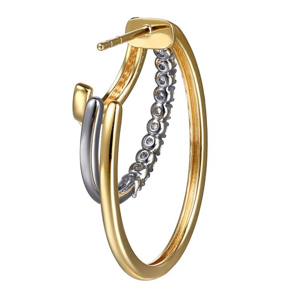 Gabriel & Co. 14K White & Yellow Gold Diamond Three Row J Hoop Stud Earrings Image 2 Shannon Jewelers Spring, TX