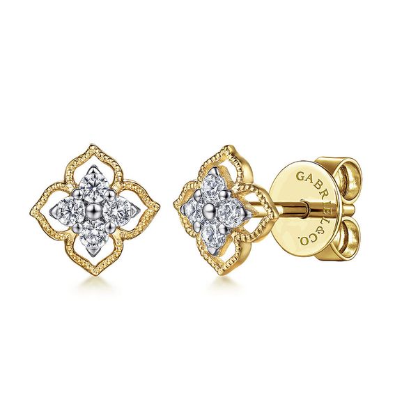 Gabriel & Co. 14K yellow gold multi diamond stud earrings