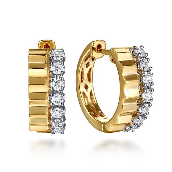 Gabriel & Co. 14K white and yellow gold 0.35ct diamond huggie earrings
