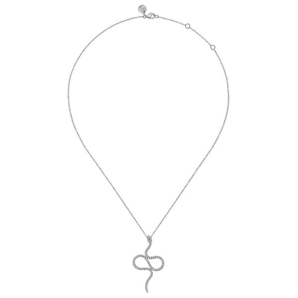 Gabriel & Co. 14K White Gold Serpentina Diamond Snake Pendant Necklace Image 2 Shannon Jewelers Spring, TX
