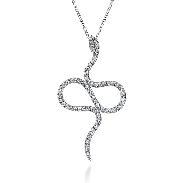 Gabriel & Co. 14K White Gold Diamond Snake Pendant Necklace