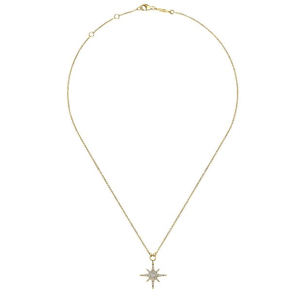 Gabriel & Co. 14K Yellow Gold 0.26ct Diamond Starburst Pendant Necklace Image 2 Shannon Jewelers Spring, TX