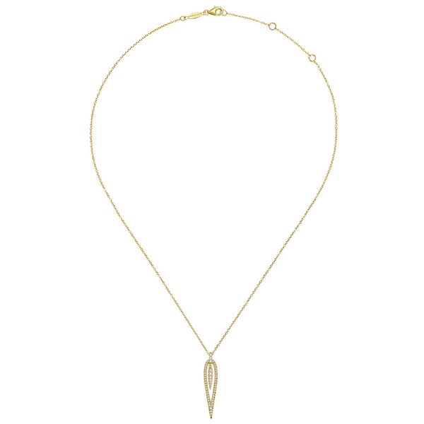 Gabriel & Co. 14K Yellow Gold Open Teardrop Diamond Pendant Necklace Image 2 Shannon Jewelers Spring, TX