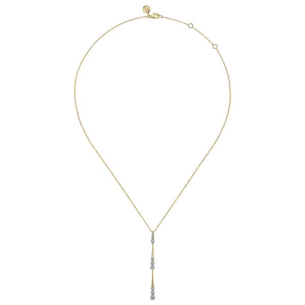Gabriel & Co. 14K Yellow Gold Diamond Drop Necklace Image 2 Shannon Jewelers Spring, TX