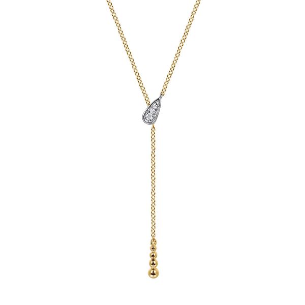 Gabriel & Co. 14K white and yellow gold diamond Bujukan lariat necklace