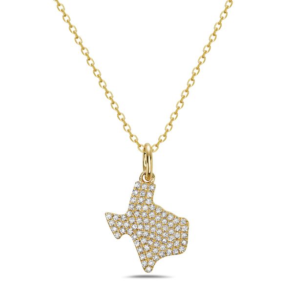 14K Gold Diamond Texas Pendant Necklace Shannon Jewelers Spring, TX