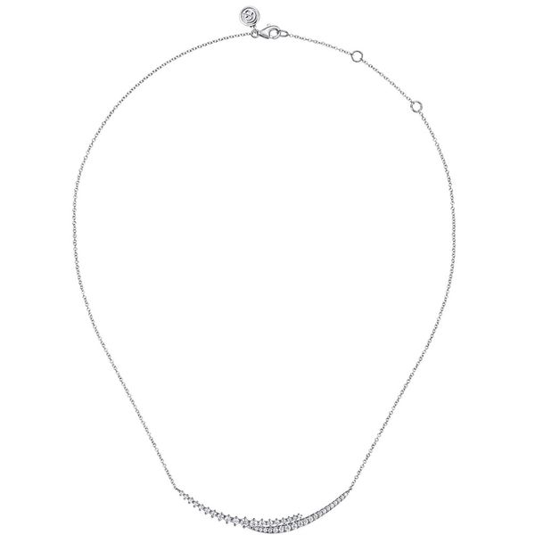 Gabriel & Co. 14K White Gold Graduating Diamond Bar Necklace Image 2 Shannon Jewelers Spring, TX