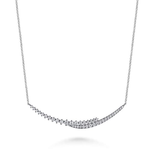 Gabriel & Co. 14K white gold graduating diamond bar necklace