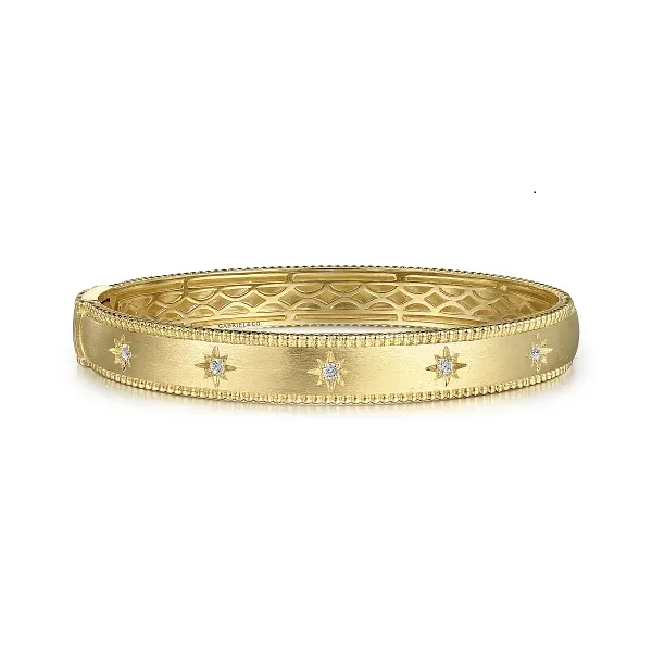 Gabriel & Co. 14K Yellow Gold Bujukan Diamond Bangle Shannon Jewelers Spring, TX