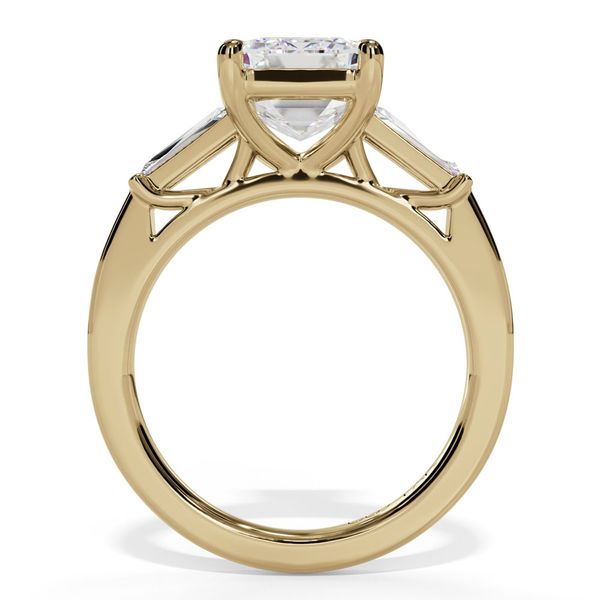 14K Yellow Gold Lab Grown 3 Stone Diamond Engagement Ring with Tapered Baguette Accents Image 2 Shannon Jewelers Spring, TX