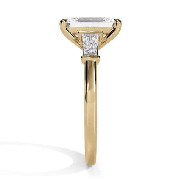 14K Yellow Gold Lab Grown 3 Stone Diamond Engagement Ring with Tapered Baguette Accents Image 4 Shannon Jewelers Spring, TX