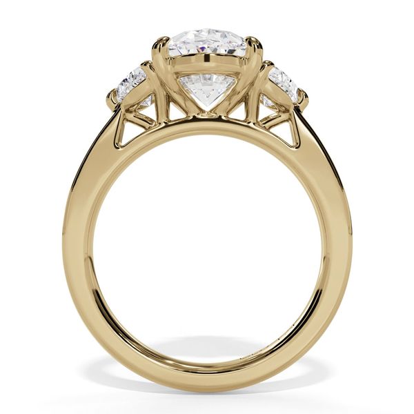 14K Yellow Gold Lab Grown 3 Stone Diamond Engagement Ring with Half Moon Accents Image 2 Shannon Jewelers Spring, TX
