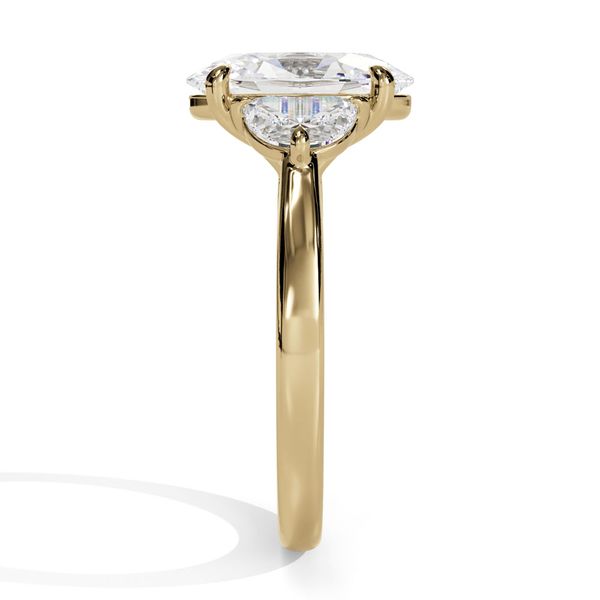 14K Yellow Gold Lab Grown 3 Stone Diamond Engagement Ring with Half Moon Accents Image 4 Shannon Jewelers Spring, TX
