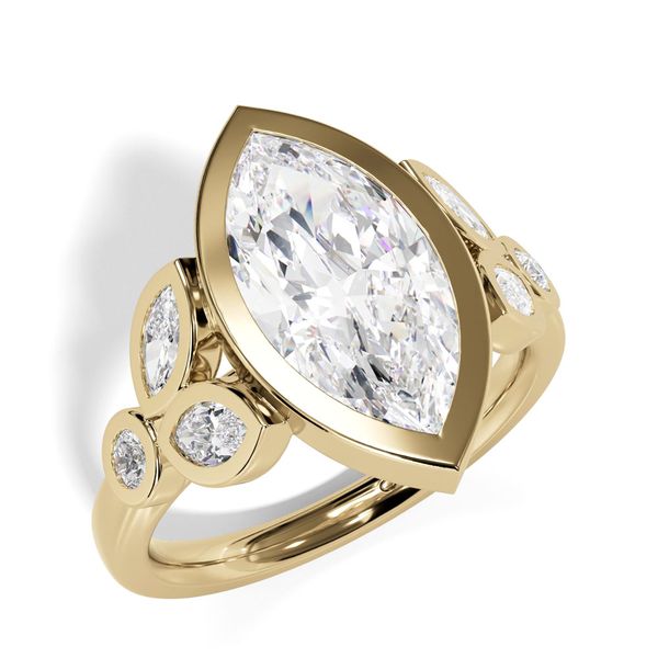 14K Yellow Gold Lab Grown Diamond Engagement Ring with Marquise & Round Accents Image 3 Shannon Jewelers Spring, TX