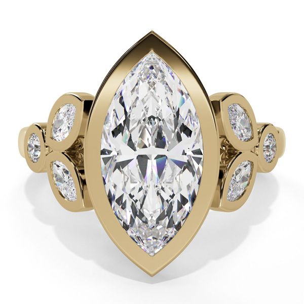 14K Yellow Gold Lab Grown Diamond Engagement Ring with Marquise & Round Accents Shannon Jewelers Spring, TX