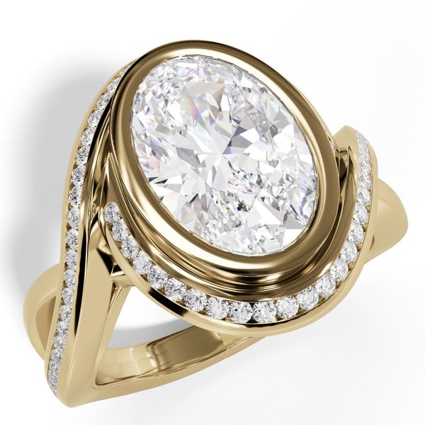 Costar Oval Lab-Grown Diamond Engagement Ring with Bezel Set Center, Pavé Halo & Infinity Shank Image 3 Shannon Jewelers Spring, TX